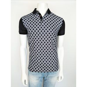 CHUXX Shirt Mens Size M Polo Navy Blue White Short Sleeve Cotton Blend NWT